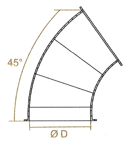 Segmentbogen 45° technische Zeichnung