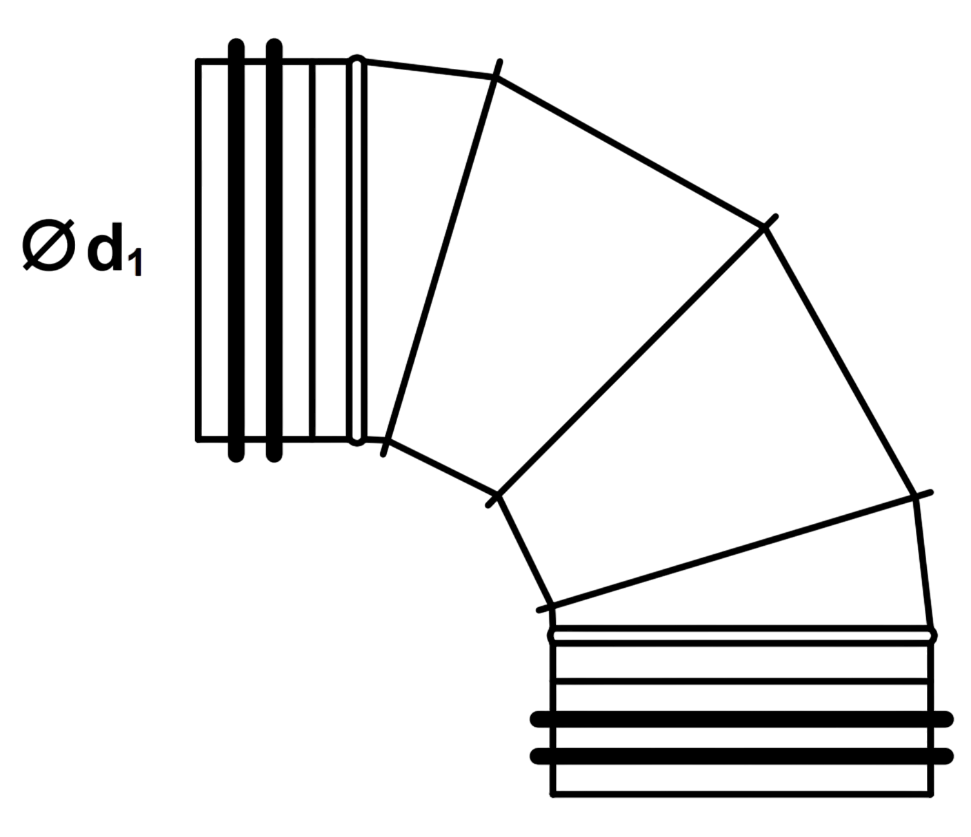 Segmentbogen 90° technische Zeichnung